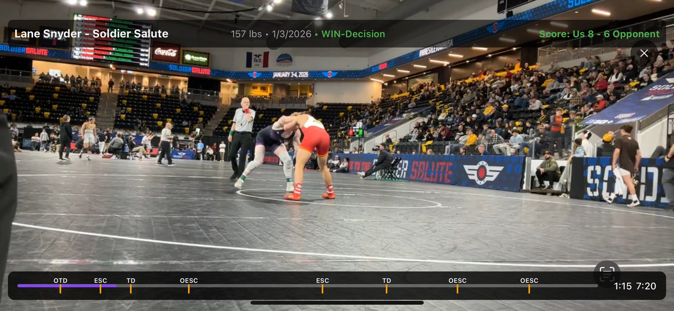 MatchVault replay viewer screenshot.